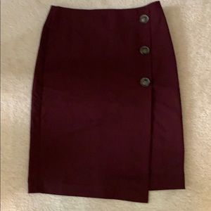 Ann Taylor Faux Button Up Pencil Skirt Maroon Size 4